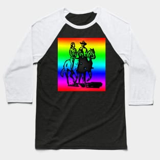 Western Era - Cowboy and Cowgirl on Horseback Baseball T-Shirt